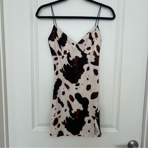 Brown and White Cow Print Dress